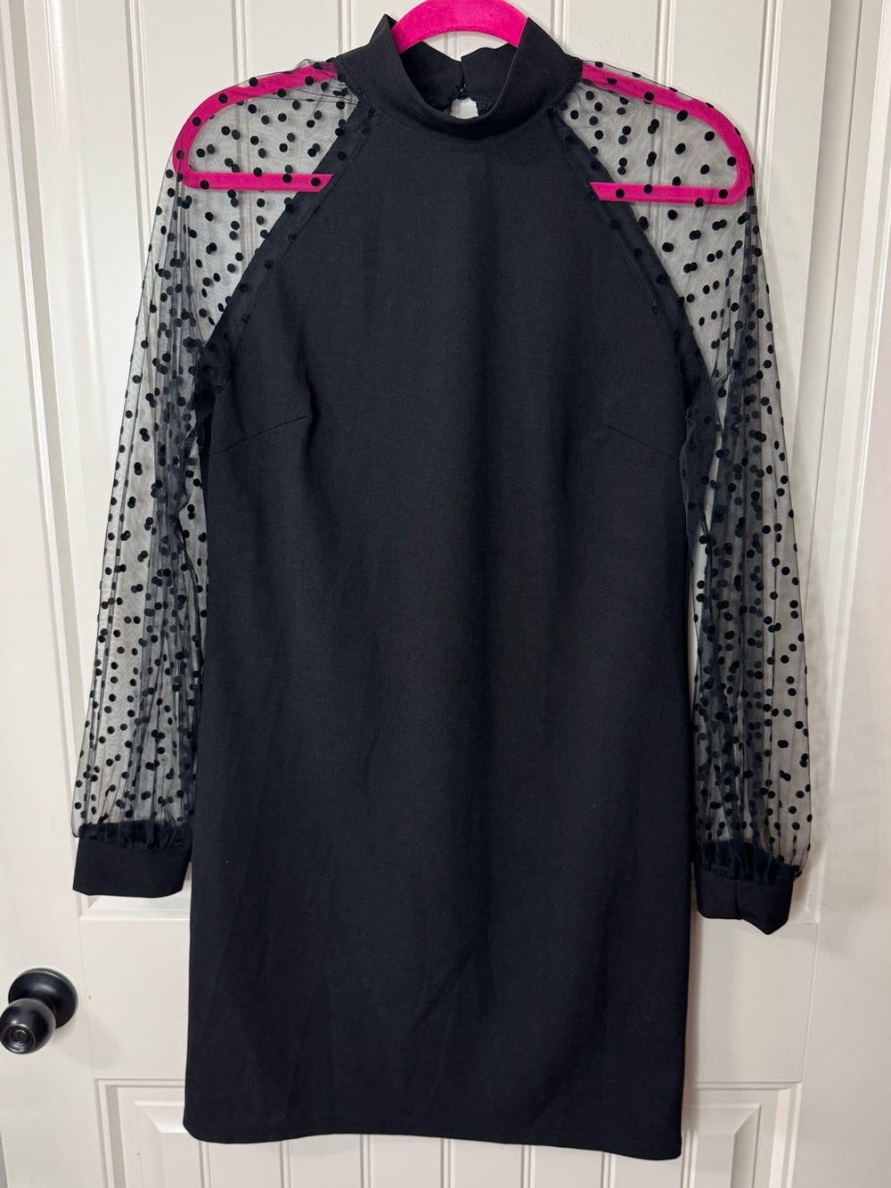 2/for $20 🪩 SHEIN Black Sheer Polka Dot Sleeves Mini Dress (Women’s X-Large) - Picture 3 of 11